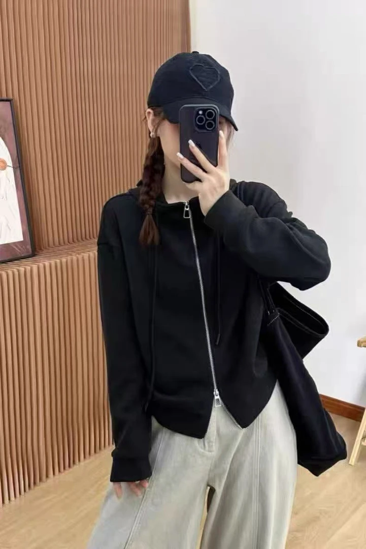 那简家【现货】80295冬季韩版加绒加厚连帽卫衣外套女