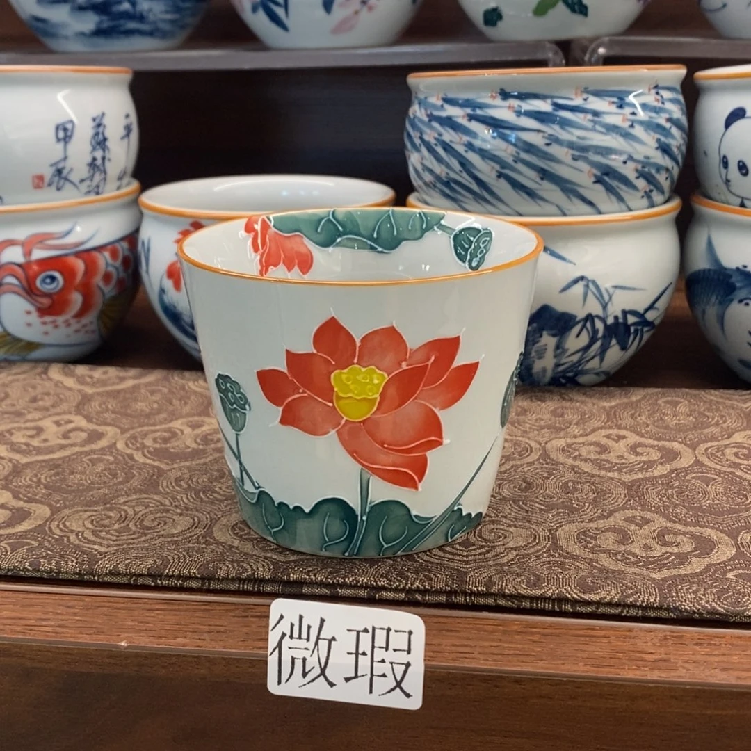 釉下彩老陶泥手工绘制