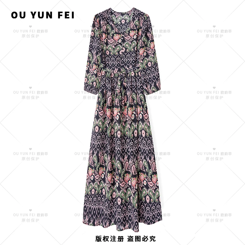 女装连衣裙高级显瘦秋季气质时尚碎花长裙轻奢长裙F1766