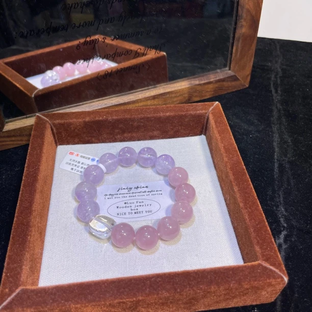 【法国玫瑰】A021天然紫水晶配老矿马粉