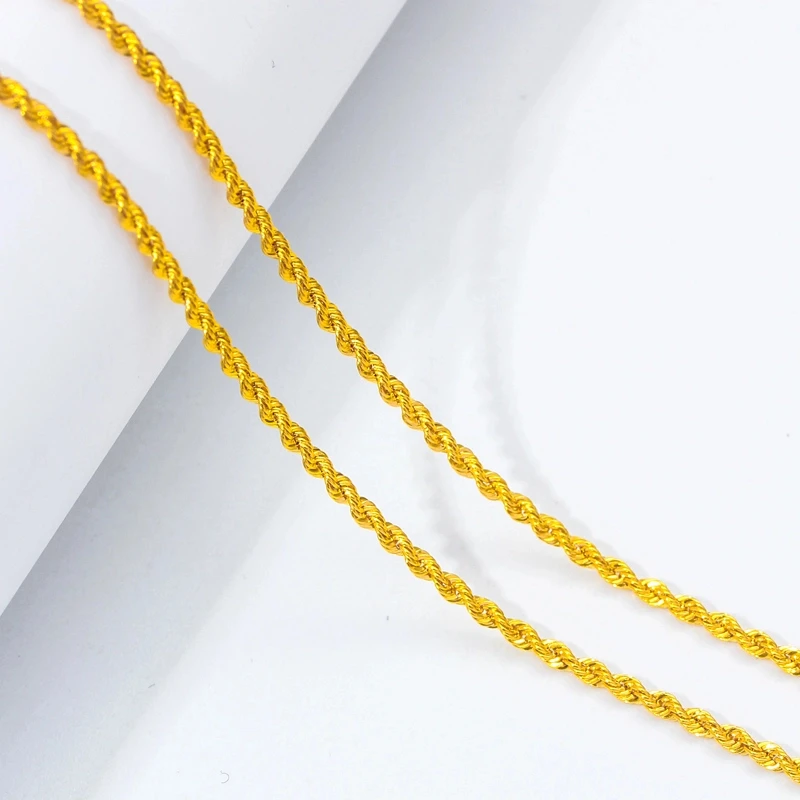 【18K金麻花项链50厘米】素金锁骨链扭绳链麻花链(多退少补）