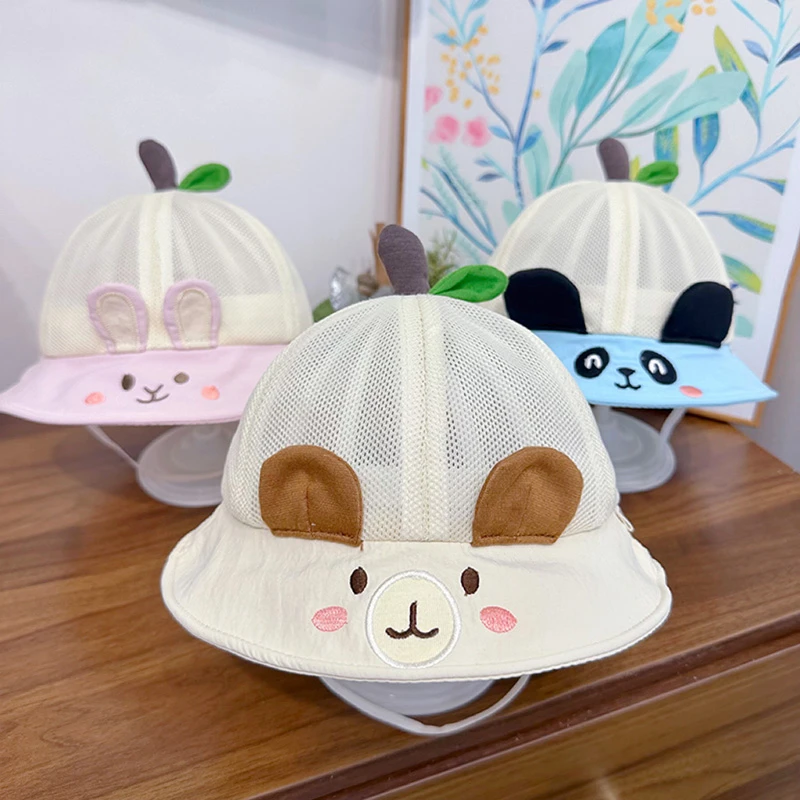 宝宝渔夫帽夏季薄款可爱透气网眼遮阳帽婴幼儿出游防晒帽太阳帽潮