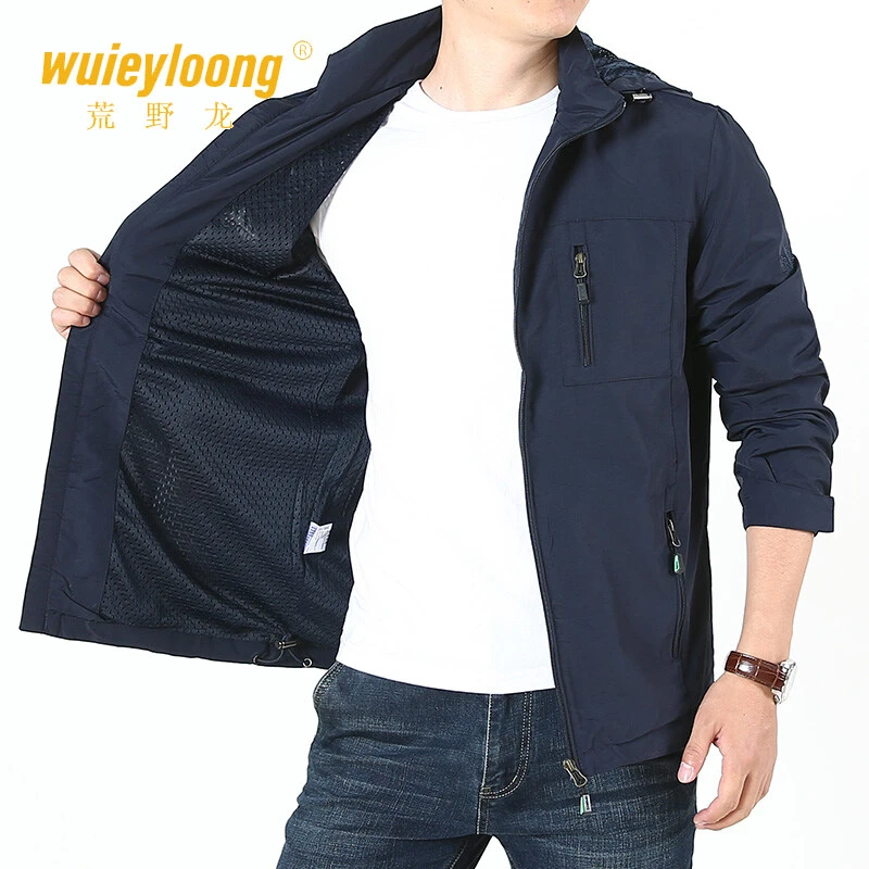 wuieyloong/荒野龙休闲男外套春秋户外新款连帽夹克立领大码男装