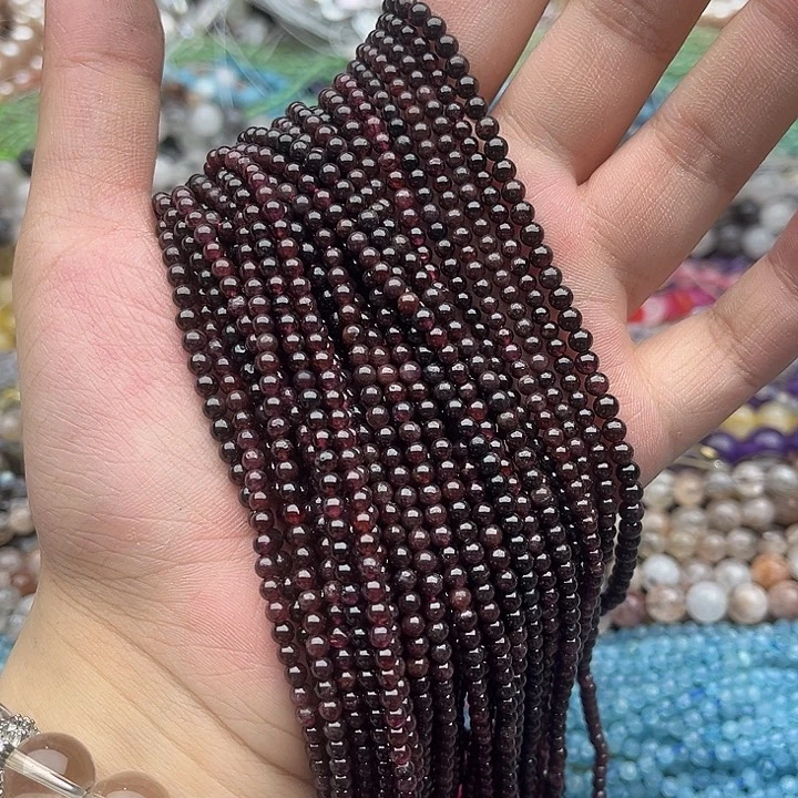 玛瑙/玉髓未镶嵌珠宝半成品一条3mm左右石榴石