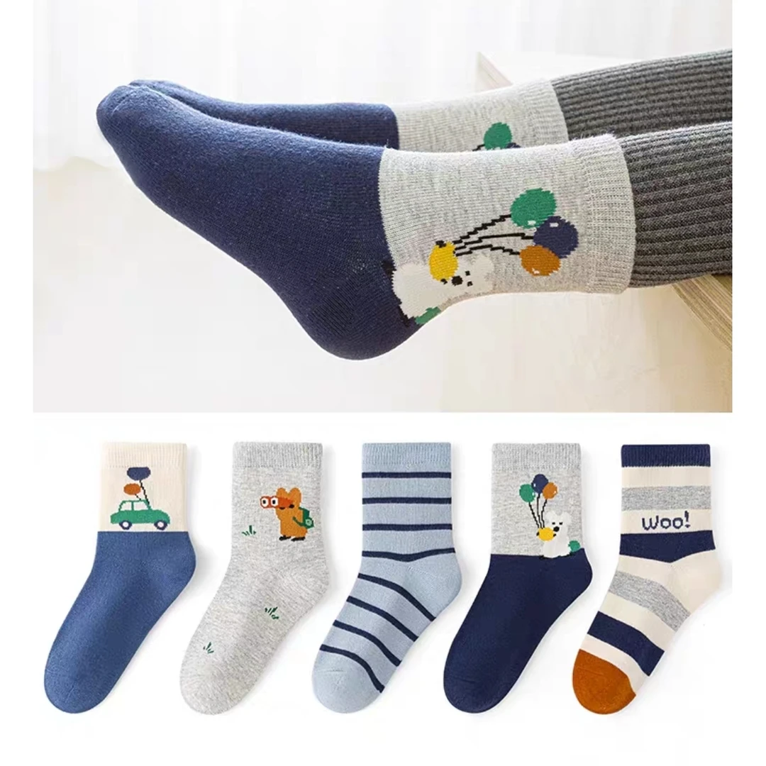 【随机】集合十双装高品质 加厚精梳棉 冬季中筒儿童袜 棉袜