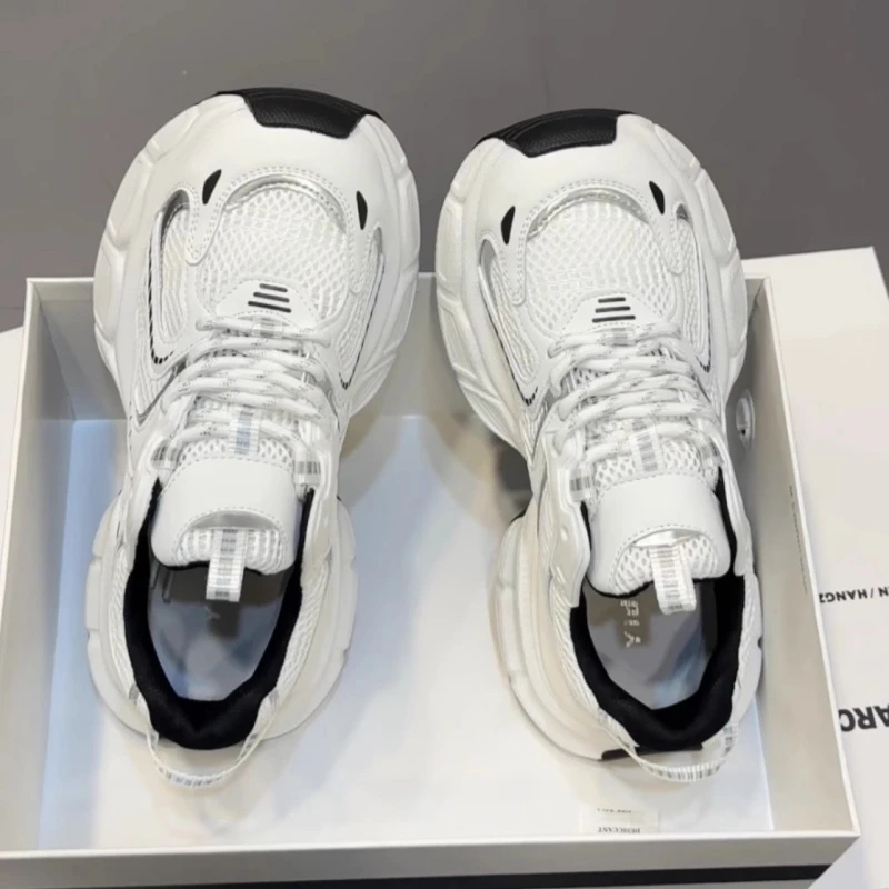 赵露思同款白银老爹鞋女2025春夏新款百搭厚底增高网面透气休闲鞋