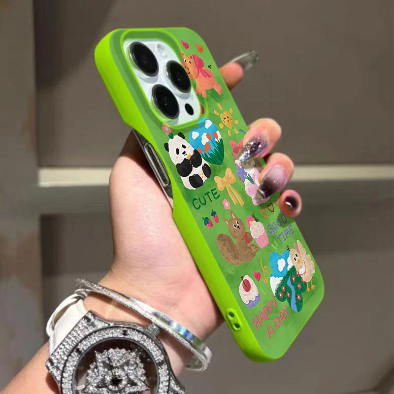 春日绿色动物半包软适用苹果16/15promax手机壳iphone14/12/11/13