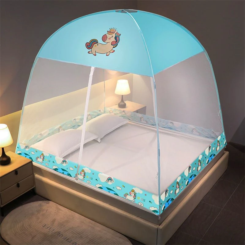 加密加厚蒙古包蚊帐免安装1.5米1.8m双人床家用1.2m单人宿舍纹帐