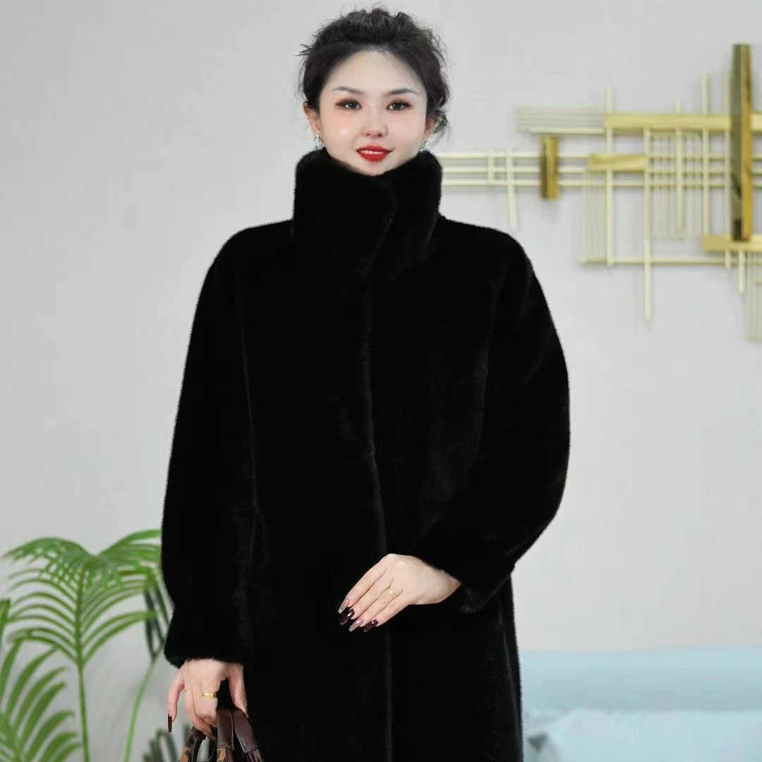【金标正版特加厚】110厘米加长款雪兰貂立领冬季高端百搭外套