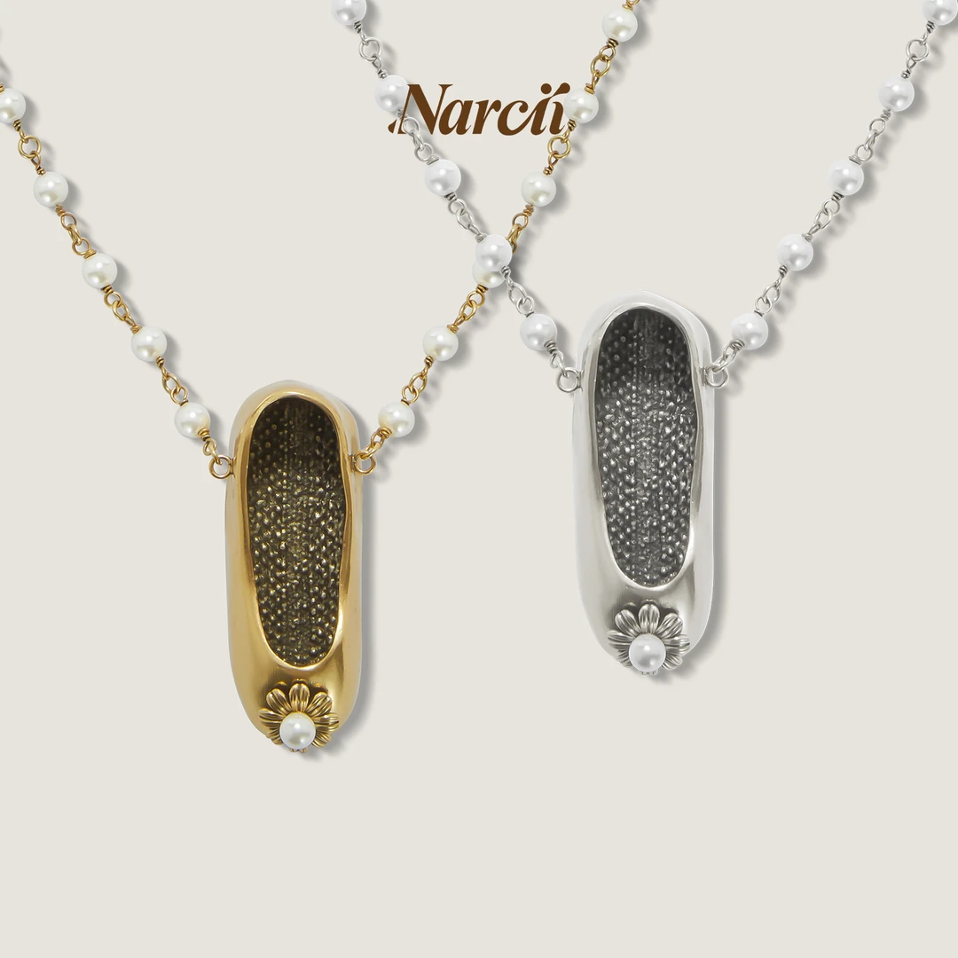 NARCII 铜合金仿珍珠项链 芭蕾鞋项链女小众原创精致ins感项链