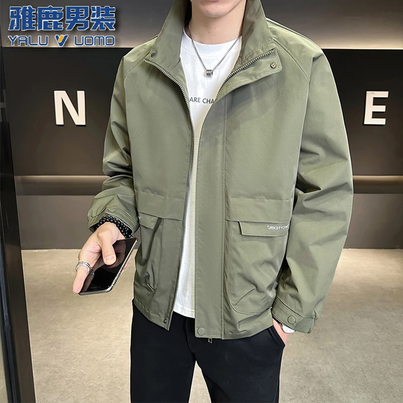 雅鹿男装档次立领夹克春秋新款简约休闲男款外套百搭帅气时尚潮流