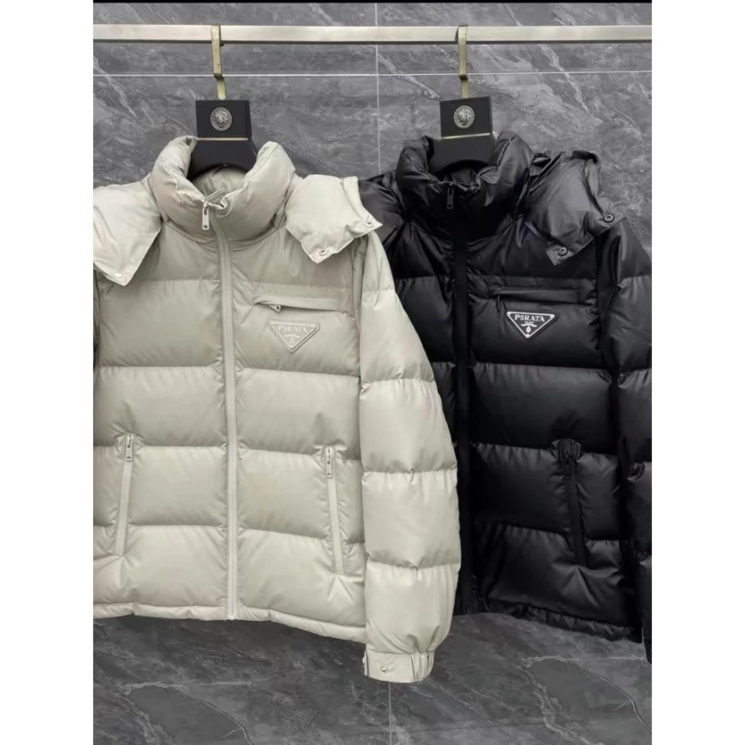 彪博冬季新款立领休闲男士连帽拆卸帽加厚保暖短款鸭绒羽绒服外套