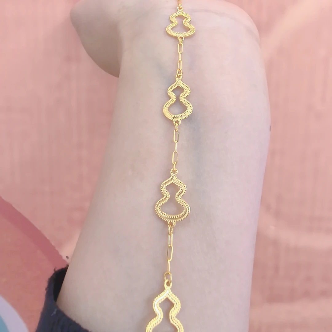 足金999五个葫芦手链5G黄金手链时尚精致百搭黄金首饰手链