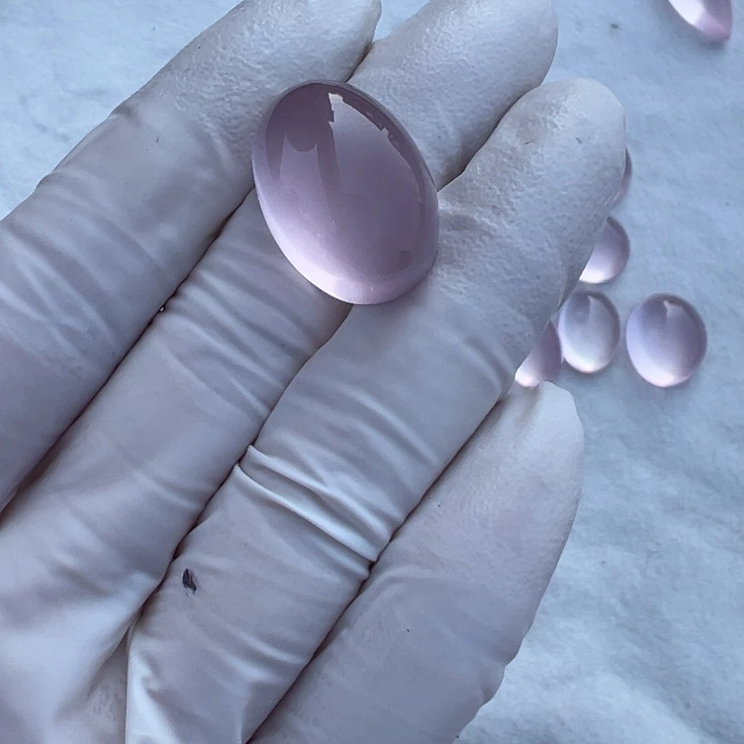 水晶粉晶蛋面打孔定制不退换未镶嵌x*