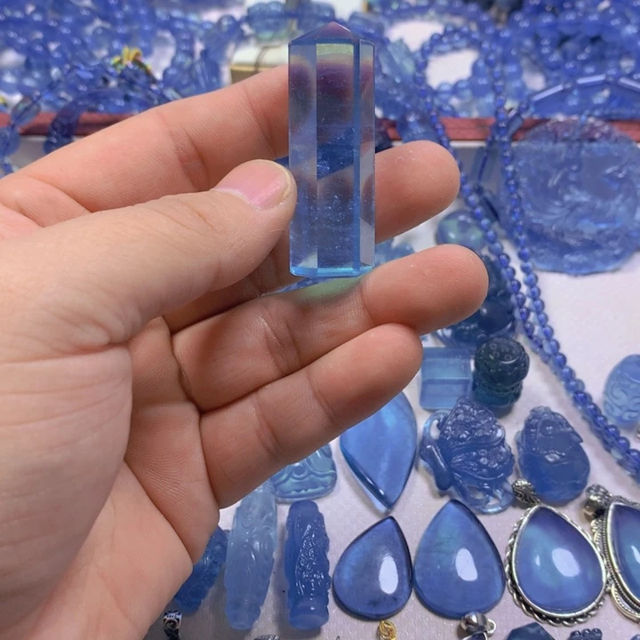 海蓝宝石颈饰银S925镶嵌仙*