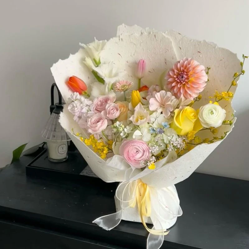 新款东巴纸原木浆纯手工手撕花瓣纸鲜花包装花艺资材diy