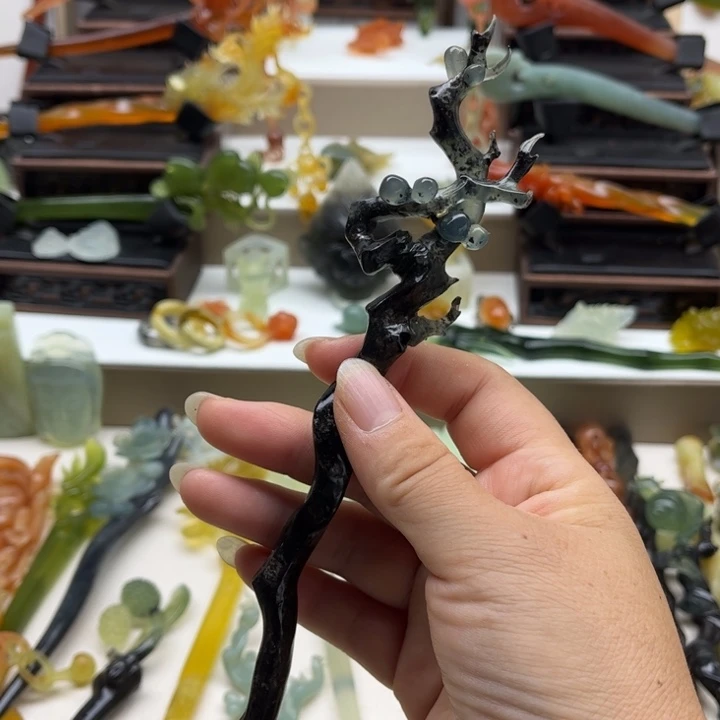未镶嵌蛇纹石玉岫玉发簪