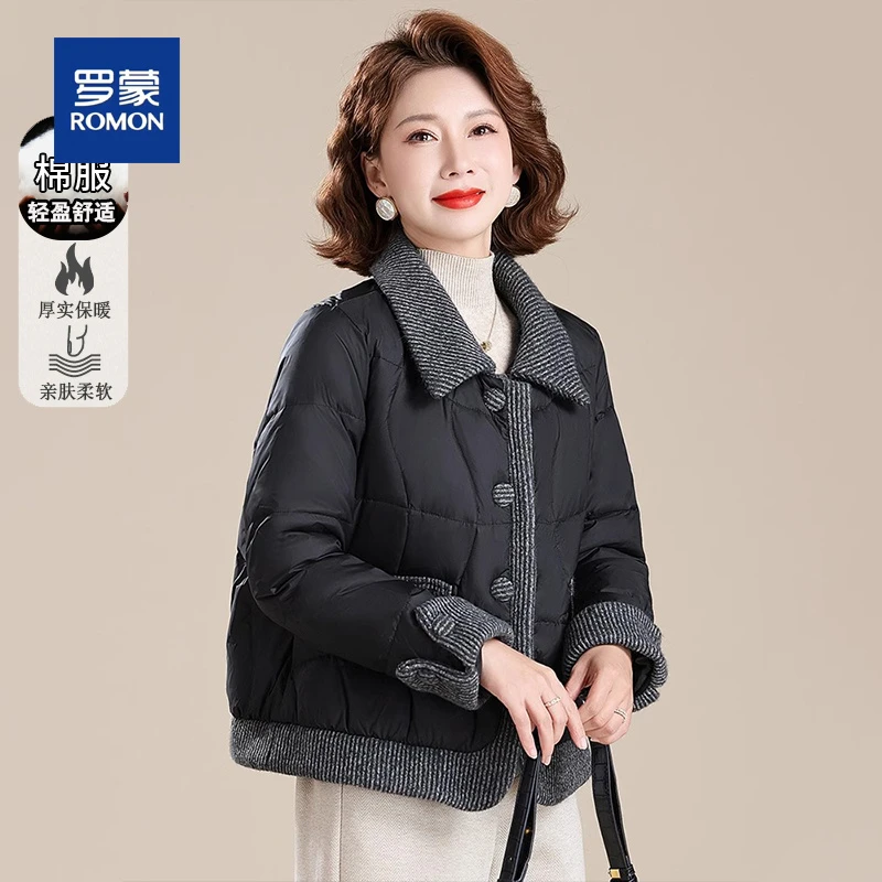 罗蒙秋冬2025新款妈妈装阔太太棉服中老年人女装短款棉袄子外套女