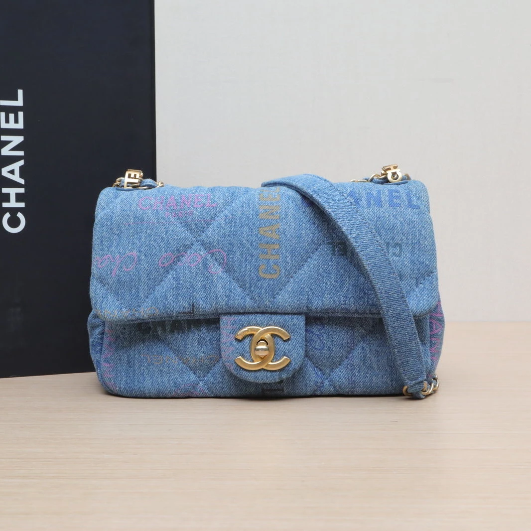 95新 Chanel/香奈儿 【念念特价】22P CF 口盖包 23cm 蓝色