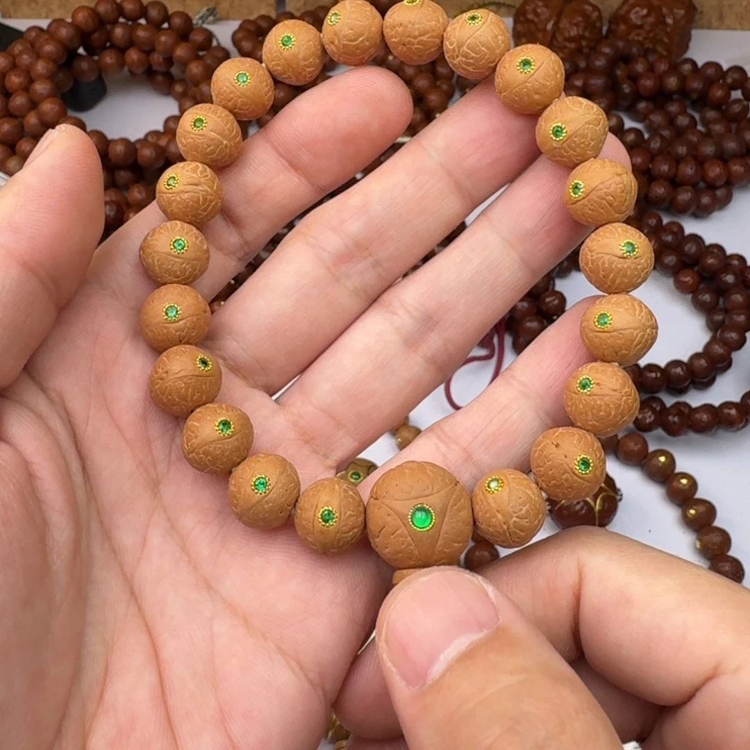 凤眼菩提手串12镶嵌绿