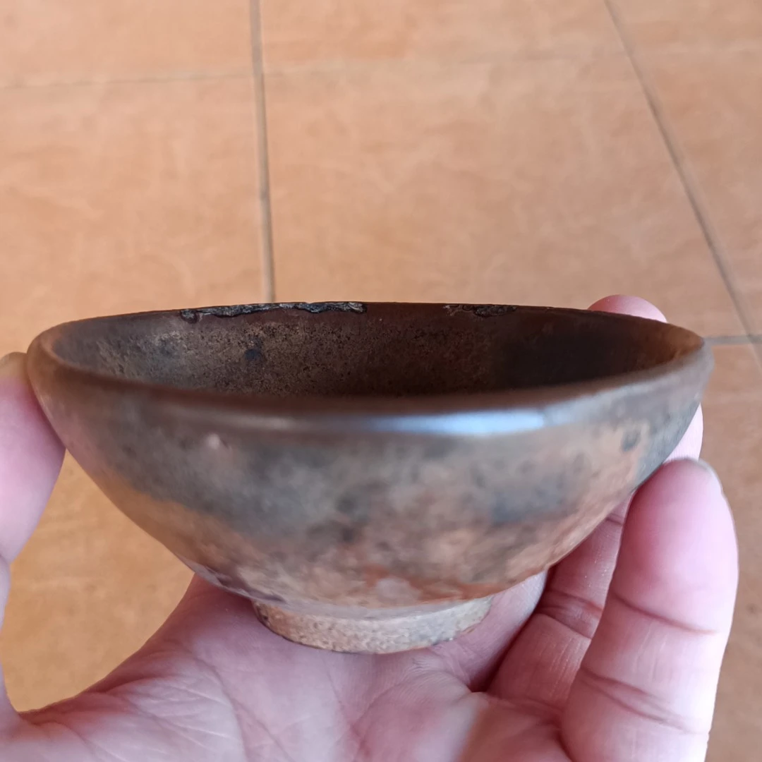 ​珍珠斑，水吉窑宋建盏，敛口器型，窑粘打磨抛光，口径9.5高4.5