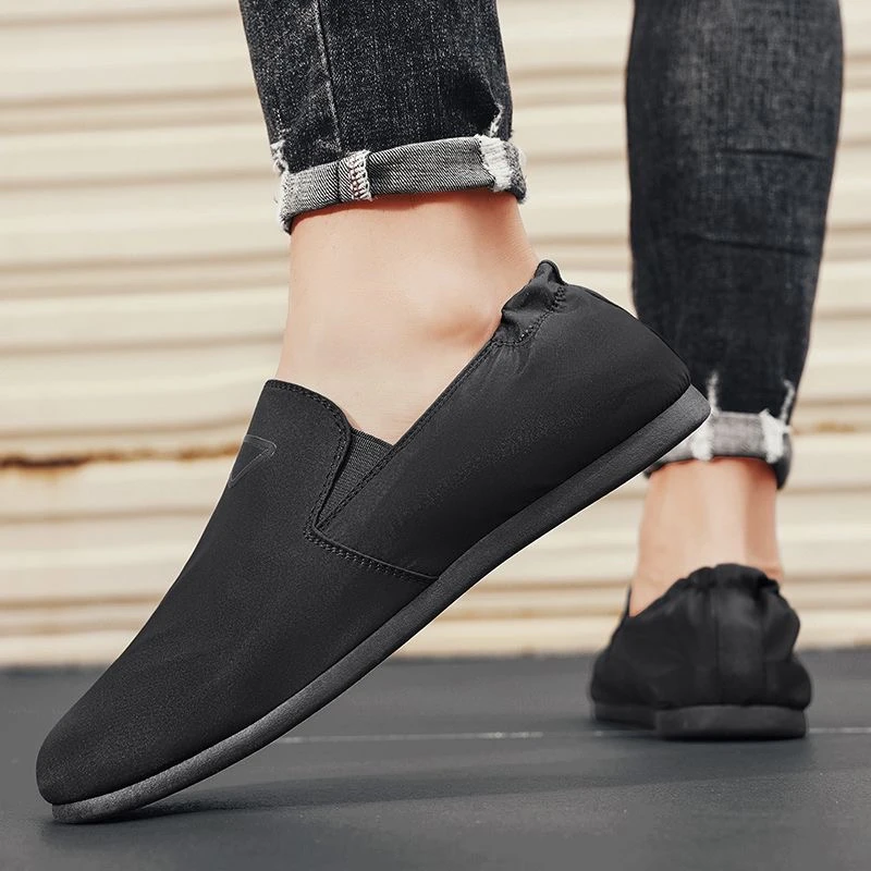 单鞋软底套脚懒人鞋休闲夏季黑色舒适鞋子男士百搭时尚男款透气
