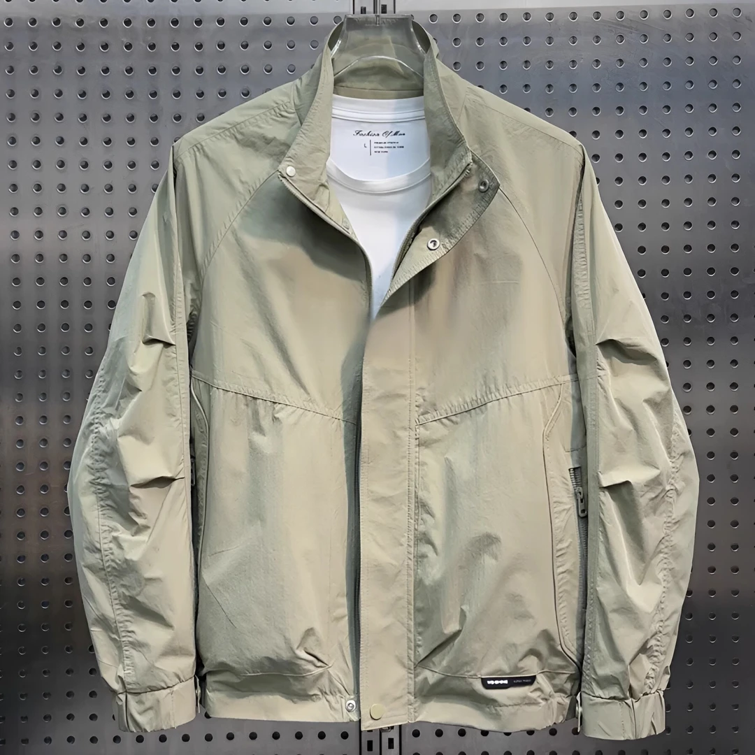 春季新款潮牌工装立领夹克外套男士简约时尚百搭宽松休闲防风上衣