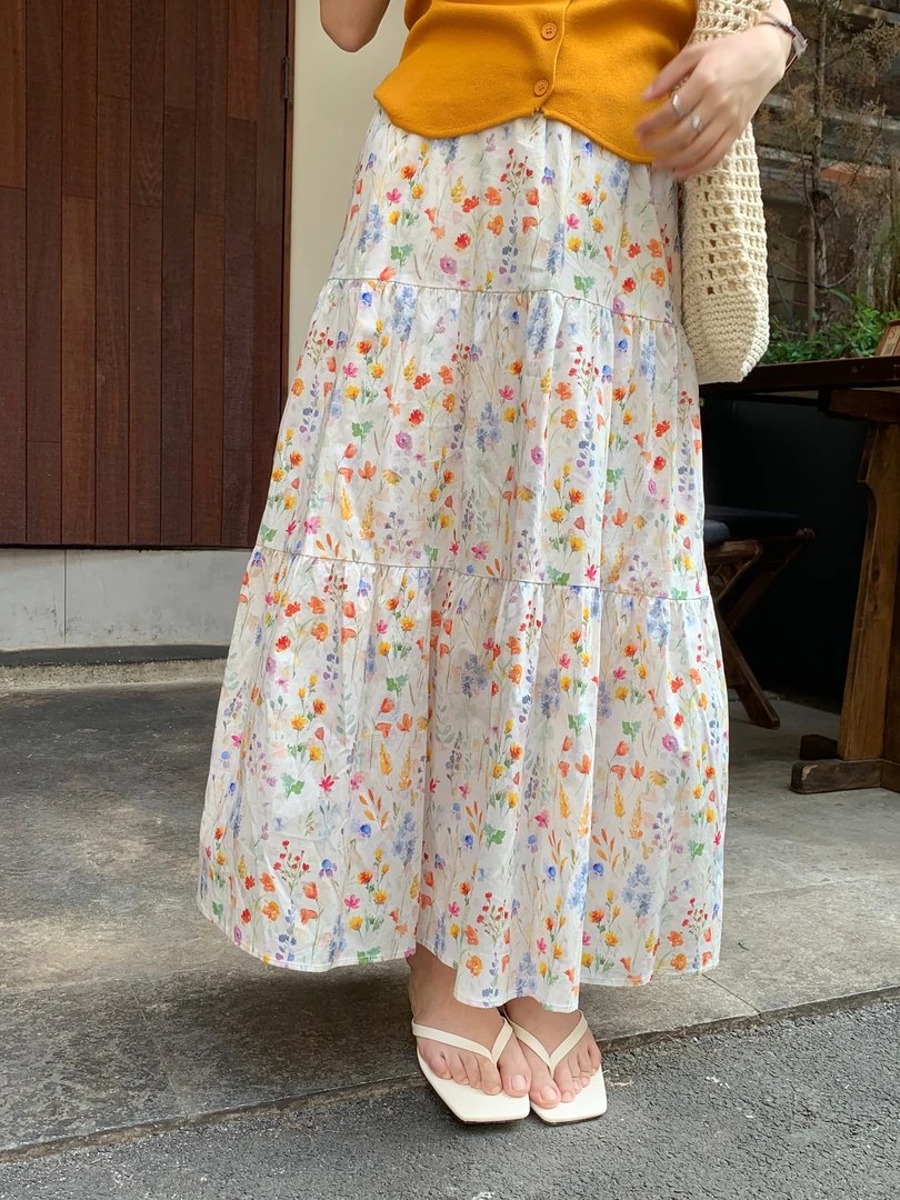 运费补贴小个子秋季韩版甜美洋气显瘦气质碎花A字松紧高腰半身裙