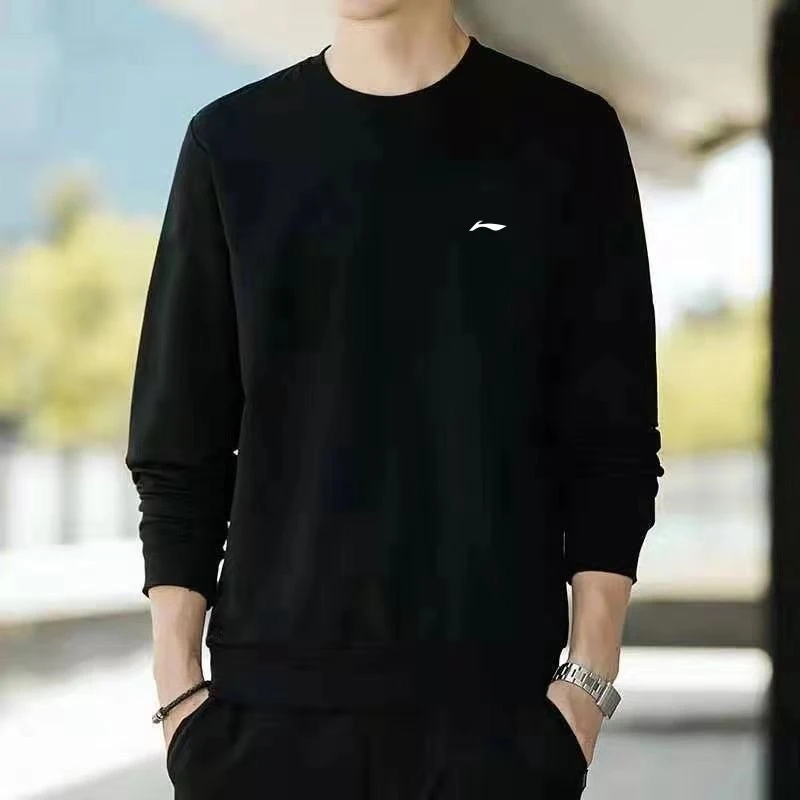李宁万龙甲【2】男士秋冬纯棉宽松运动休闲百搭卫衣加绒保暖打底衫