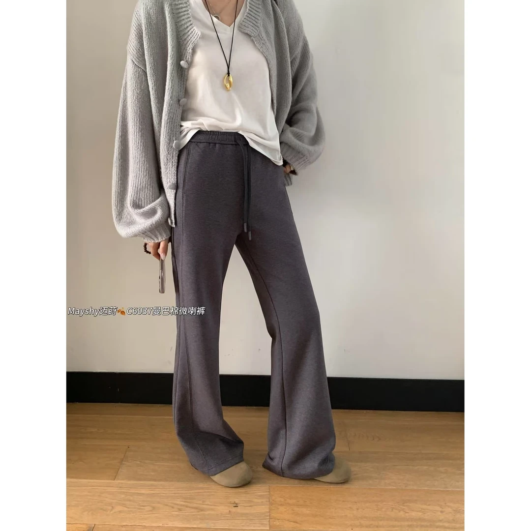 【NO退NO换】鑫燃Kiki 简约高腰百搭休闲微喇裤 6037 MS 【F】