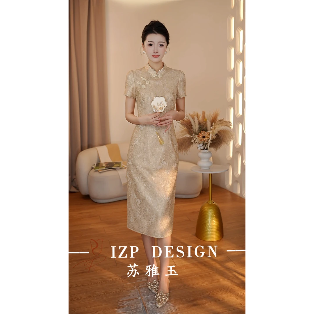IZP 苏雅玉【金枝玉叶】夏季清凉优雅新中式气质旗袍连衣裙 PO74092