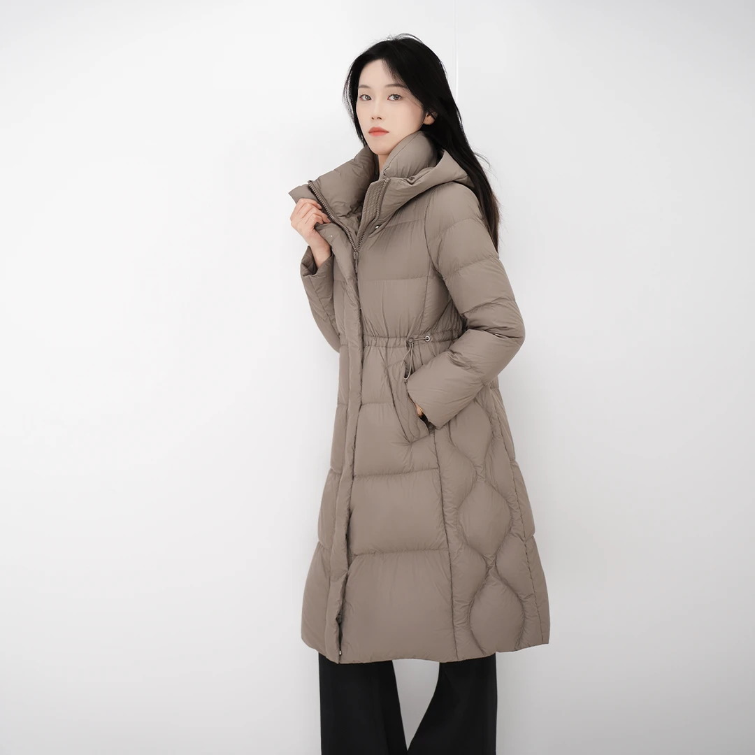 MY TENO/马天奴VHA614羽绒服时尚休闲女士连帽收腰中长款保暖冬季
