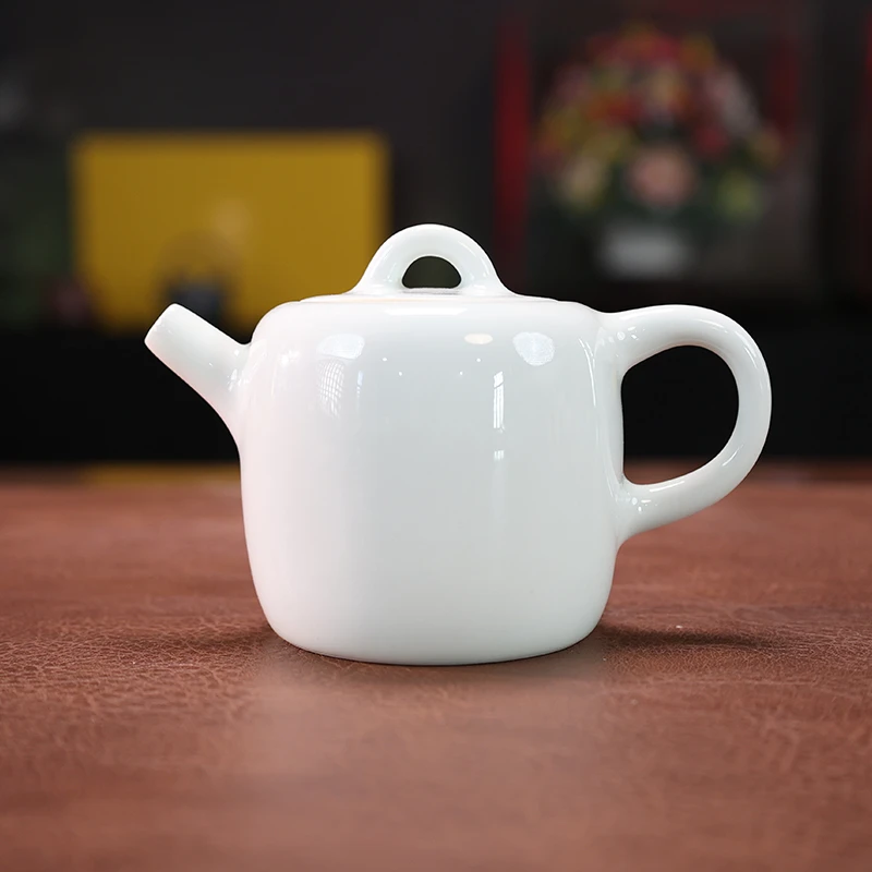 何白龙窑 柴烧林世鹏老师青白瓷秦权茶壶手作功夫茶具单壶