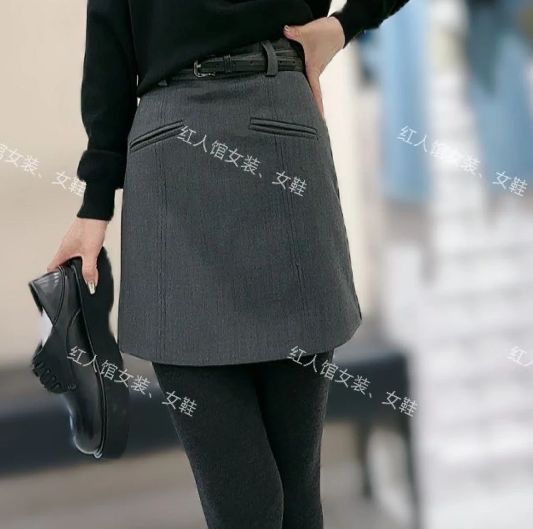 899极简风有质感斜兜黑色西服短裙07