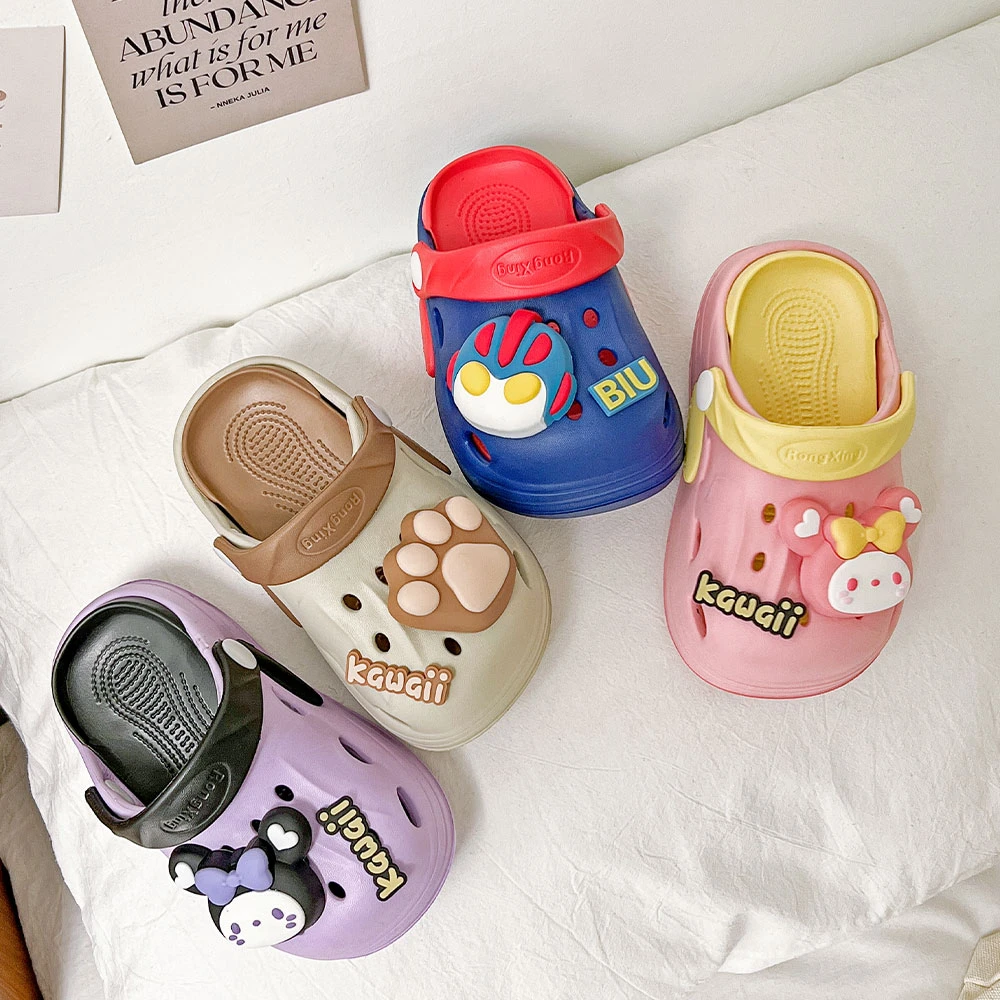 夏款宝宝洞洞鞋软底外穿可爱小孩沙滩凉拖鞋亲子男女儿童包头拖鞋