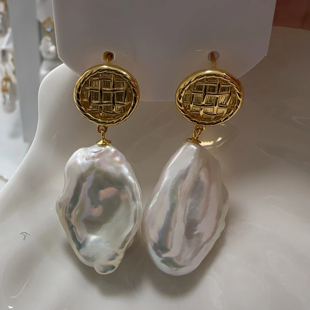 淡水珍珠耳饰银S925镶嵌孔****呦