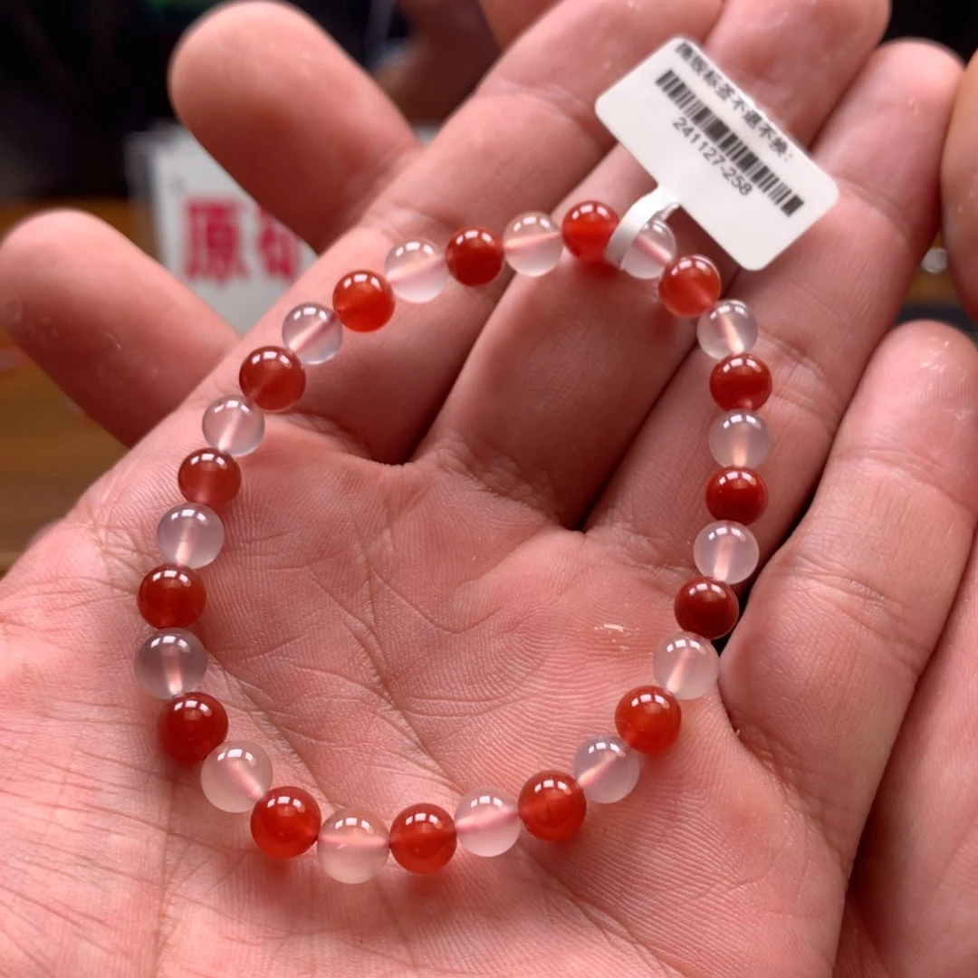 南红玛瑙单圈未镶嵌6mm➕冰多宝双拼
