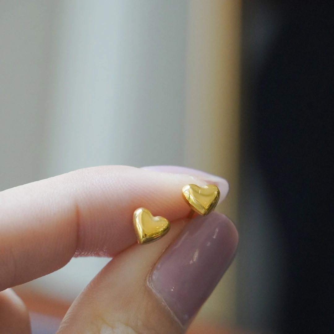 合金耳饰 心型 耳钉 通勤 百搭 新款 小巧 精致 简约 小众