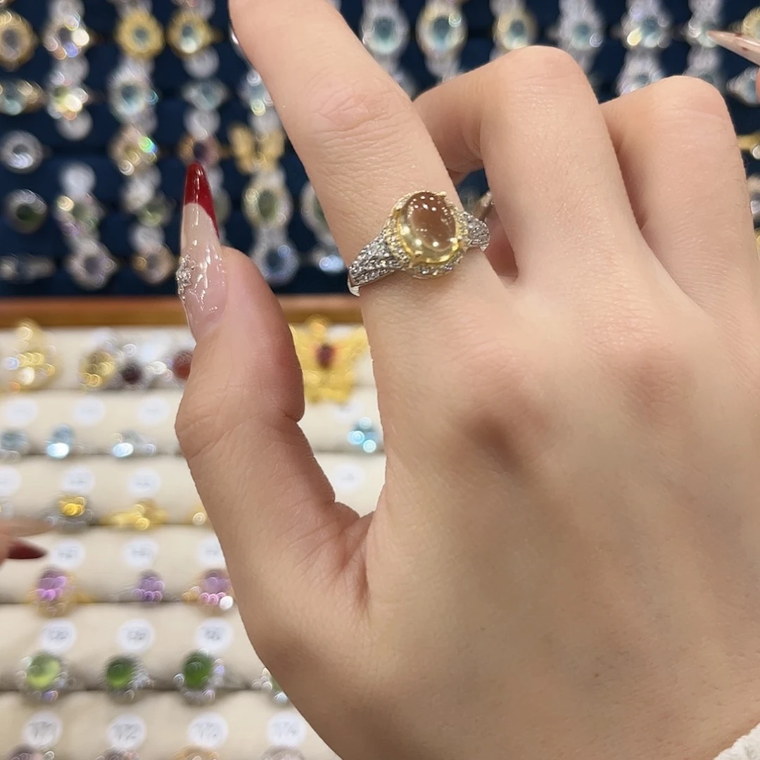 黄晶女款银S925镶嵌琪****?戒指61