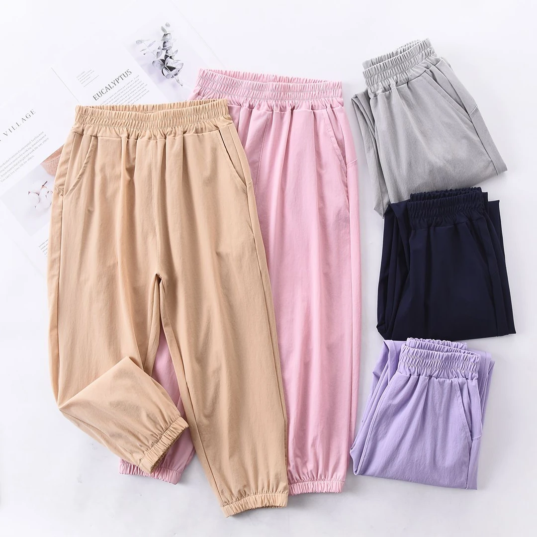 薄软透气 儿童速干运动裤 男女童收口卫裤 中大童夏季薄款长裤