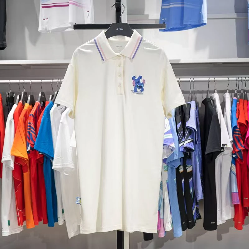 李宁长T恤X迪士尼史迪奇联名夏女子翻领宽松连衣裙ASKU068-B品