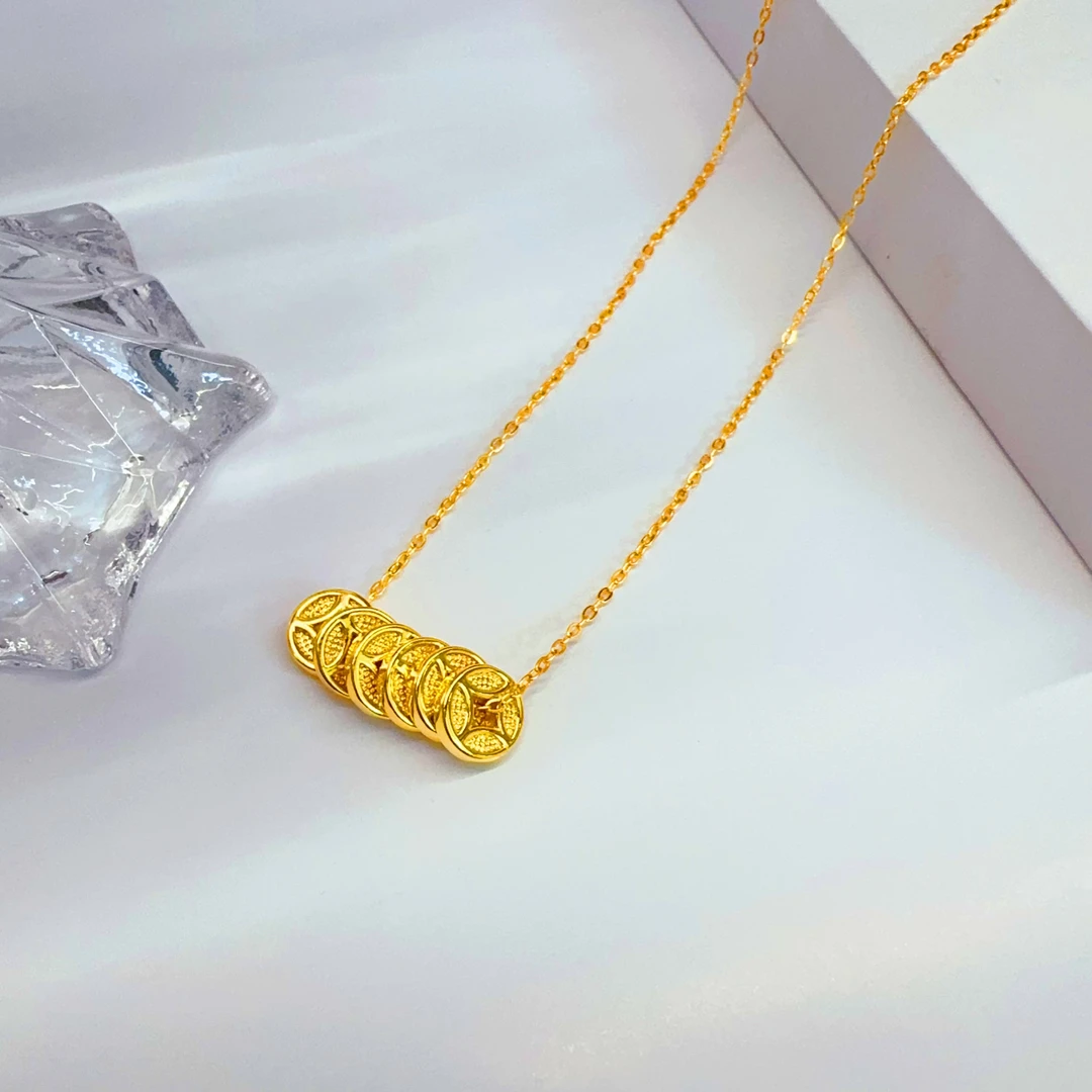 铜合金项链 新中式钱串子铜钱吊坠项链百搭时尚设计感小众经典