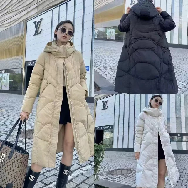 【二婷衣橱】24年新款宽松中长款连帽设计感韩版羽绒服3186