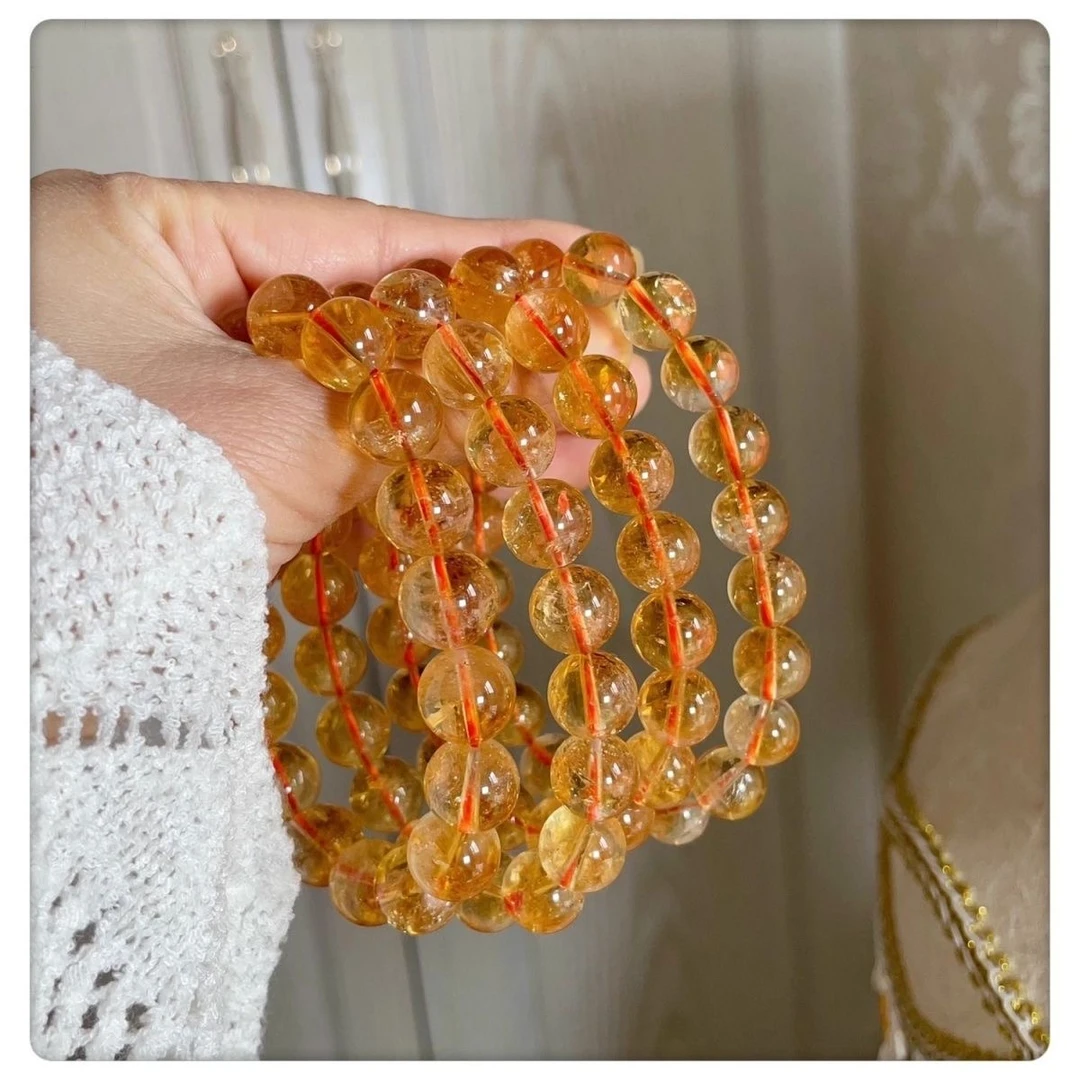 天然黄水晶单圈手链巴西黄啊塞手串男女款气质饰品情侣节日礼物
