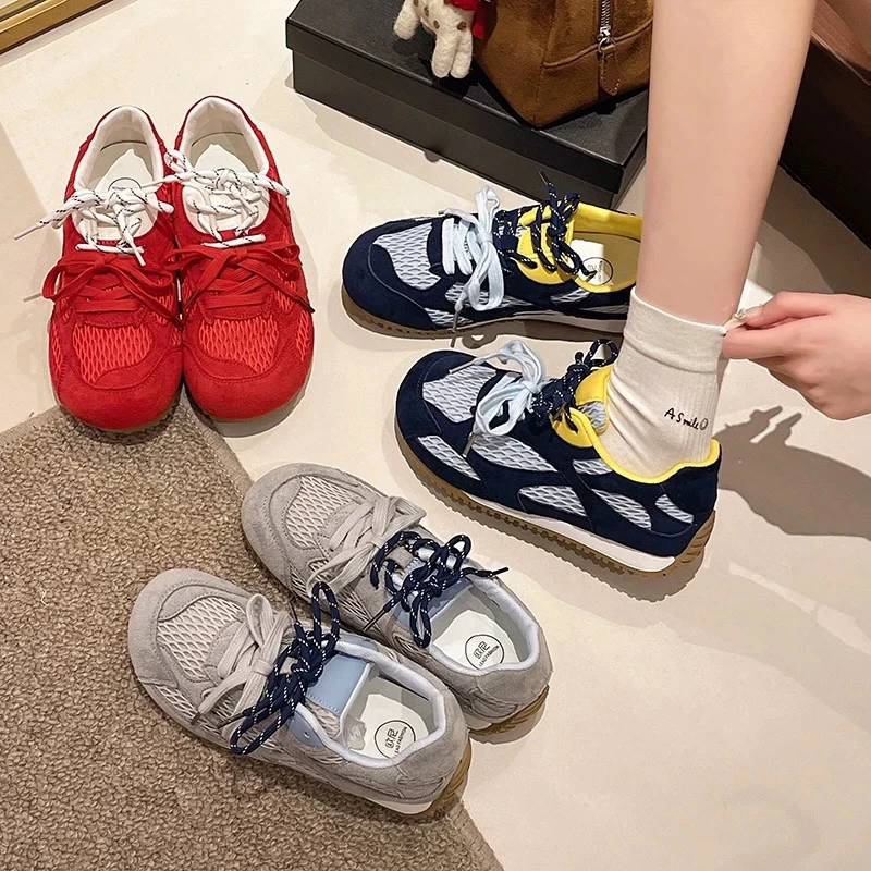 网鞋平底运动德训鞋子女夏季薄款网面透气2025新款爆款休闲阿甘鞋