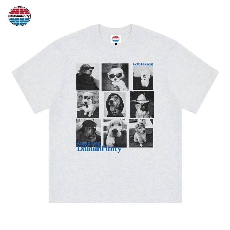 Dalaiinfinity（小狗画报）无感印花230克纯棉T恤男女情侣款短袖