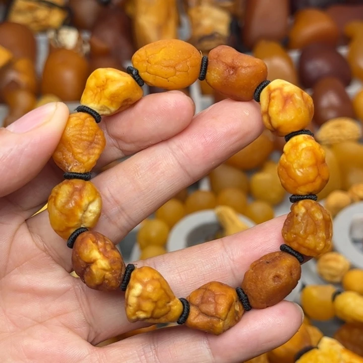 琥珀未镶嵌裸石天然蜜蜡手串