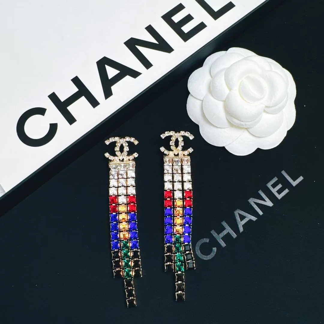 95新 Chanel/香奈儿 柚礼中古/香奈儿埃及红蓝流苏耳钉NP509019
