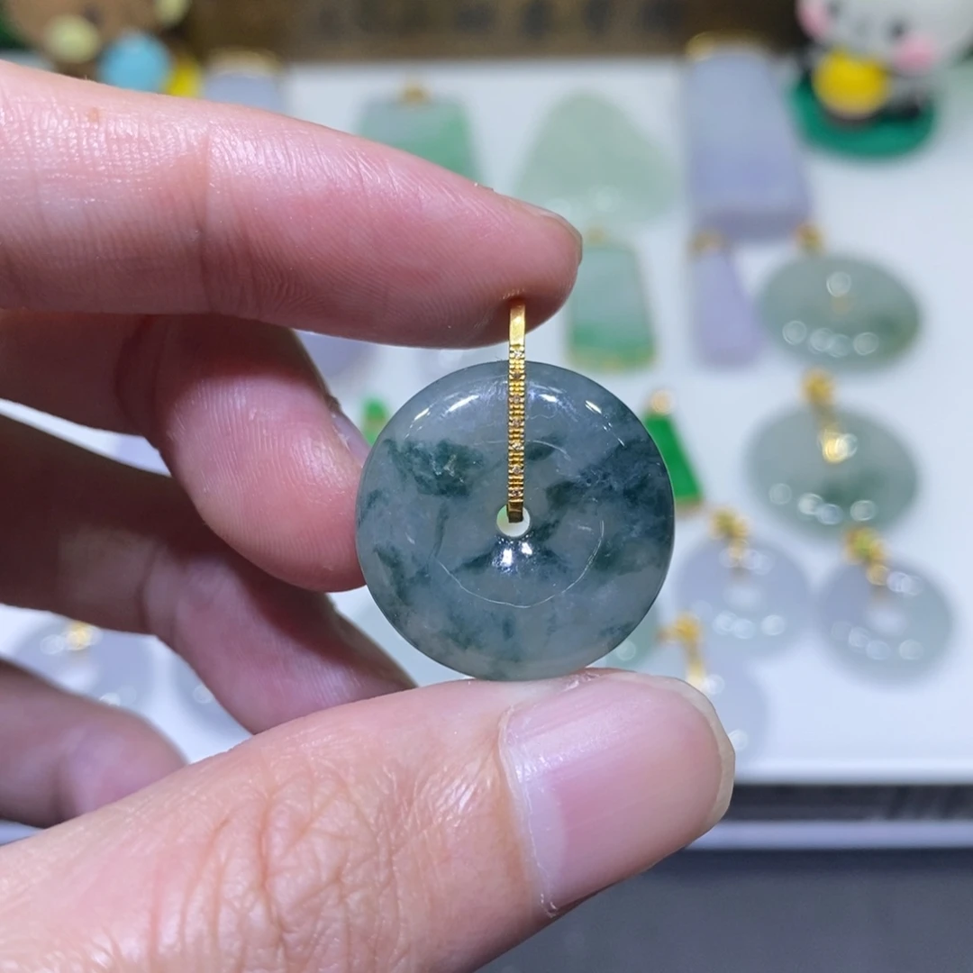 翡翠18K金镶嵌吊坠(不含链)