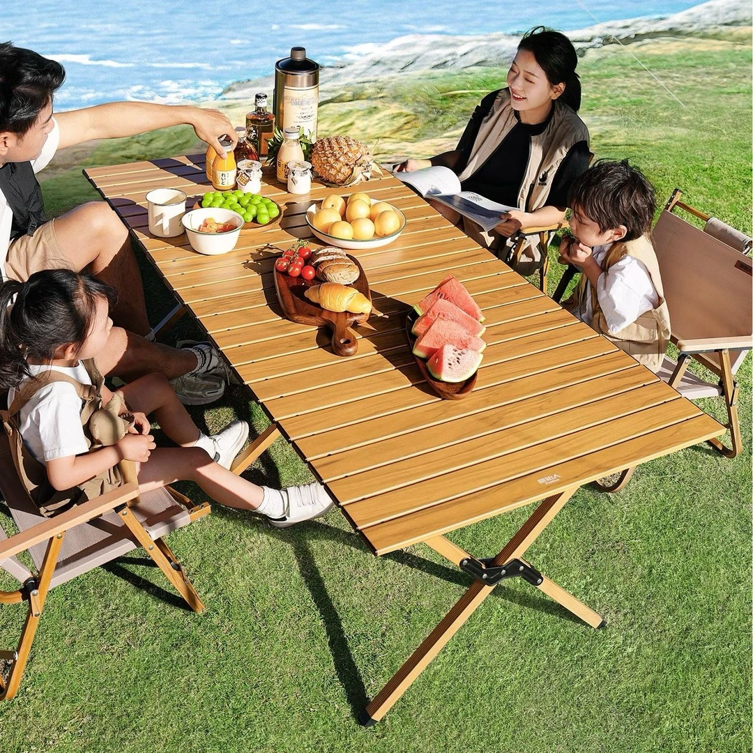 原始人铝合金蛋卷桌露营桌椅户外折叠桌便携桌子野餐用品装备全套